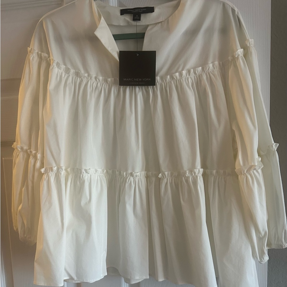Marc New York Cream Peasant Blouse